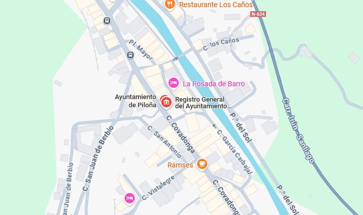 mapa registro civil juzgado de paz de Piloña